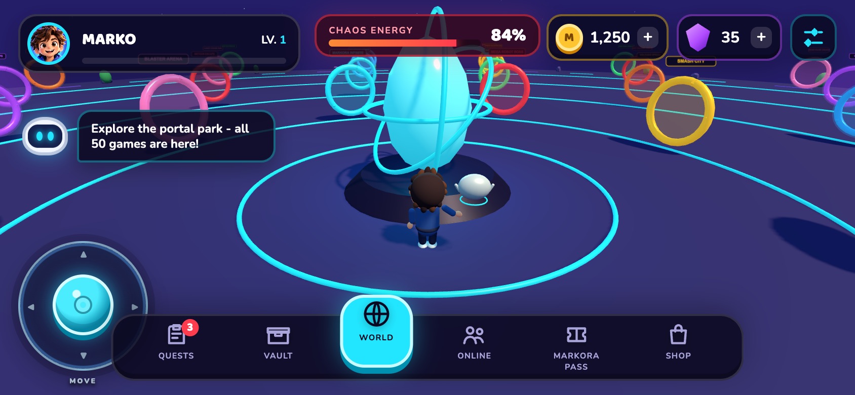 L'Hub: un parco con un portale per ogni gioco